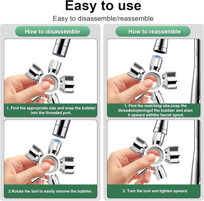 Upgraded Metal 10-in-1 Faucet Aerator Tool Kit,Includes 16 Pack Replacement Faucet Aerators M16.5/M18.5/M21.5/M24 (4 Each Size),Universal Heavy-Duty Removal Key,Must-Have DIY Plumbing Fixes
