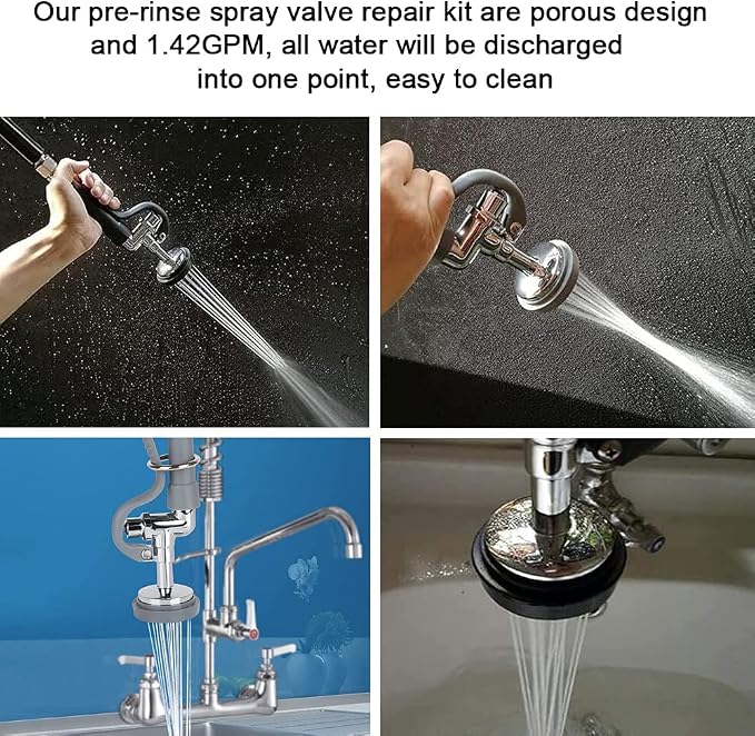Pre Rinse Sprayer Repair Kit for Most 1.42 GPM Commercial Sink Faucet Replacement Spray Face, Bumper, and Screw Repair Kit Grey