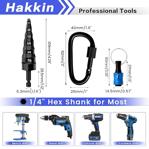 6 in 1 Copper Swaging HVAC Repair Tool with Bit Holder, Air Conditioner Copper Tube Expander, Swaging Tube Repair Boring Drill Bit, Swedge Tubing Tool with 1/4", 3/8", 1/2", 5/8", 3/4", 7/8”
