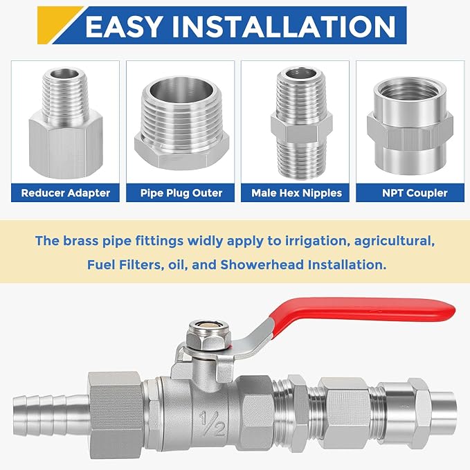 5 Pack SUS316 3/4" Male NPT to 1/2" FeMale NPT Hex Bushing Reducer | 316 Stainless Steel Pipe Fittings, Hose Tube Threaded Adapters with Sealing Tape for Air, Oil, LP, Gas, Fuel, Water