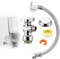 Toilet Shut Off Valve 1/2" PTC x 3/8" OD Compression 12" Supply Line kit | Complete Toilet Connector Water Line Kit with 12'' L 3/8" COMP x 7/8" OD Toilet Supply Line,Escutcheon Plate,Disconnect Clip