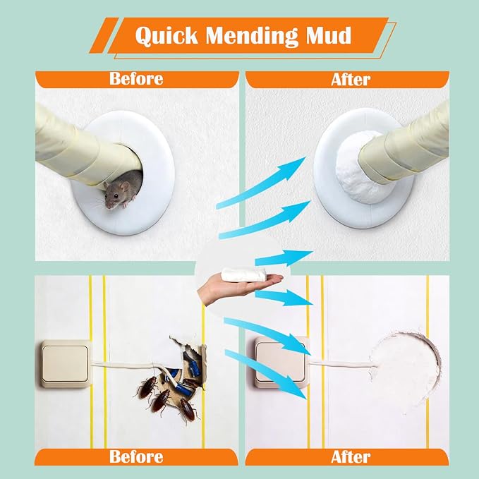 Palmhill 2 Pack Waterproof Sealant Mastic, Wall Hole Filler Putty For Walls | Sealant Clay Quick Mending Mud Duct Seal For Wall Hole Repair, Air Conditioning And Drainage Pipes Quick And Easy Solution