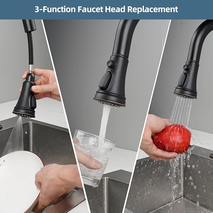 Universal Kitchen Faucet Head Replacement, 3 Modes Spray, Oil-Rubbed Bronze