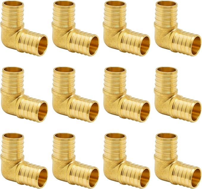 SUNGATOR 12-Pack 1 Inch PEX 90 Degree Elbow, PEX Fittings 1 Inch Elbow | Brass