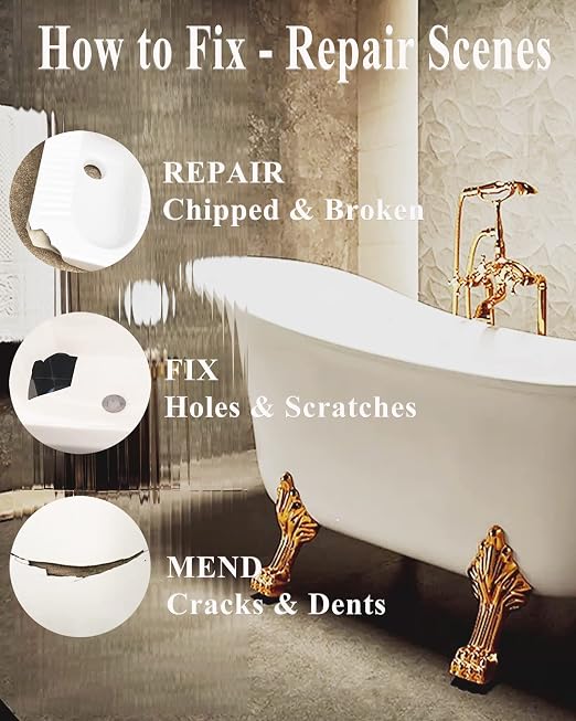 Bath Repair Kit White 100g, Chip & Pedestal Crack Hole Scratches Repair