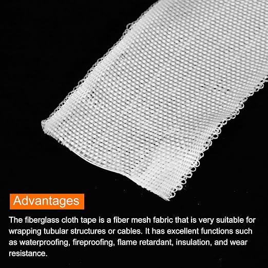 MECCANIXITY 2pcs Fiberglass Cloth Tape 30m(33 Yard) x50mmx0.15mm C Glass Fiber Fiberglass Mesh Glass Fiber Mesh Woven Fiberglass Fabrics Insulation Tape for Reinforcement Repair