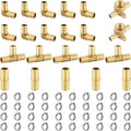 62 Pack Foskan 1/2 Inch PEX Barb Crimp Fittings Set | Includes 10pcs Elbows, 5pcs Tees, 5pcs Couplings,2pcs Drop Ear Elbows,And 40pcs Clamp rings,for PEX Plumbing Tubing