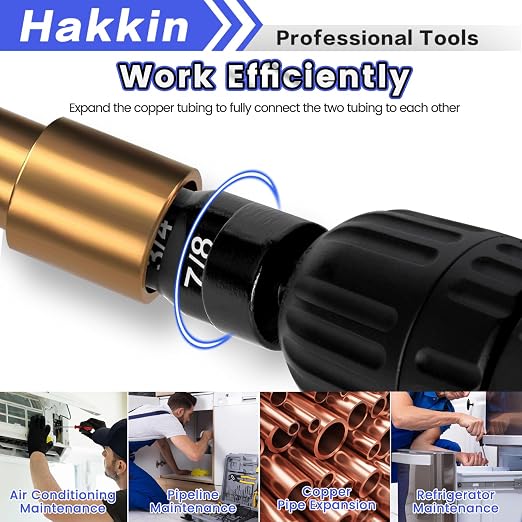 6 in 1 Copper Swaging HVAC Repair Tool with Bit Holder, Air Conditioner Copper Tube Expander, Swaging Tube Repair Boring Drill Bit, Swedge Tubing Tool with 1/4", 3/8", 1/2", 5/8", 3/4", 7/8”
