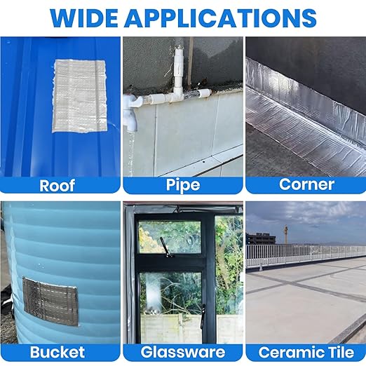ADHES Butyl Tape Waterproof Tape Aluminum Foil Tape 8in x 16ft x 9 Rolls | Sealant Tape for RV Repair, Window, Boat and Pipe Sealing, Glass & EDPM Rubber Roof Patching(Model:RA100-1,Glue Color:White)