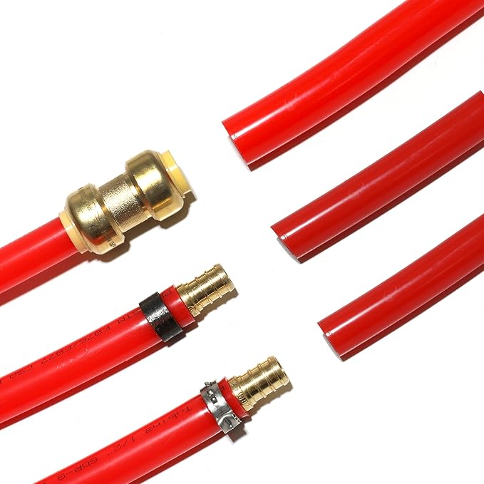 EFIELD 2 Rolls x 100 ft (200 Ft) 1/2 Inch Pex-b Pipe/Tubing | 30 Pcs 1/2-inch Barb Crimp Brass Fittings, 100 Pcs Copper Crimp Rings, Pipe Cutter(PIPE-B026)