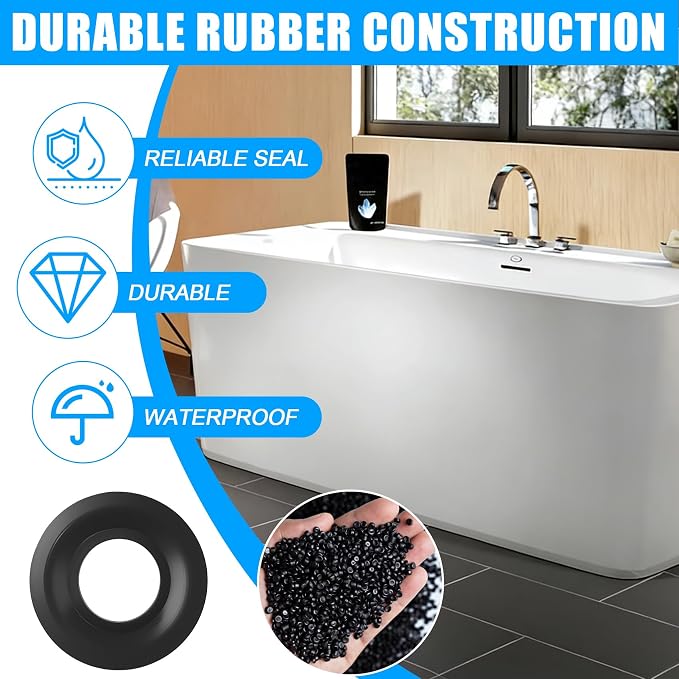 37680B Tub Stopper Gasket for Tub Drain Assemblies, Black, 2-Pack