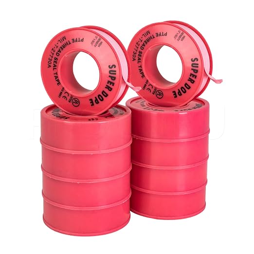 PROCURU 10-Pack 1/2" x 520" Professional Grade Pipe Thread Sealant 4-Mil Pink PTFE Plumbing Teflon Tape, for Water and Gas