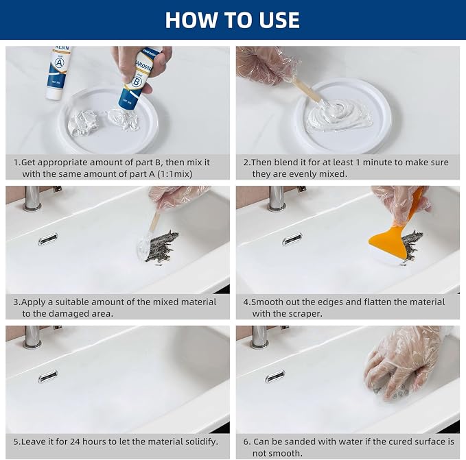 Tub Repair Kit White, Fiberglass Tub and Porcelain Sink Repair Kit