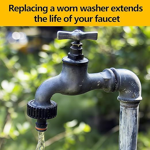 114-Piece 12 Sizes Faucet Washers Assorted Kit - Outdoor Spigot Repair Kit for Hose Bib, Water Valve - Flat & Beveled Faucet Rubber Washer Assortment, Brass Bibb Screws