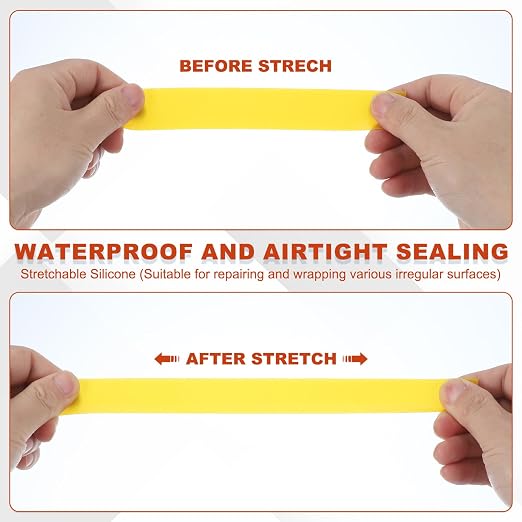 uxcell Self Fusing Silicone Tape, 1" x 10ft Waterproof Water Leak Sealing Tape for Plumbing Pipe Hose Repair Handles, Yellow