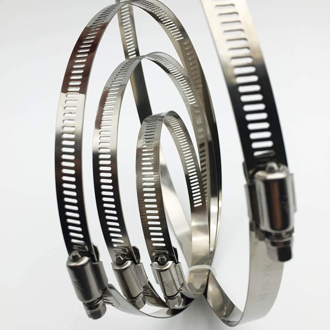 5 Inch Adjustable 304 Stainless Steel Duct Clamps Hose Clamp (8Pcs) | Rust Resistant 5” (Diameter) Worm Drive Hose Clamps, Pipe Clamp for Plumbing, Automotive, Mechanical Applications (118-140mm)