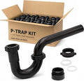 50 Pack 1-1/4 Inch P-Trap Kit, Polypropylene Tubular with ABS Marvel Adapter, Ribbed Threaded Nuts for Strong Leak-Free Connection, Includes J-Bend, Wall Arm & Washers