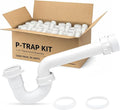 50 Pack 1-1/2 Inch P-Trap Kit, Polypropylene Tubular with PVC Marvel Adapter, Ribbed Threaded Nuts for Strong Leak-Free Connection, Includes J-Bend, Wall Arm & Washers, Made in USA