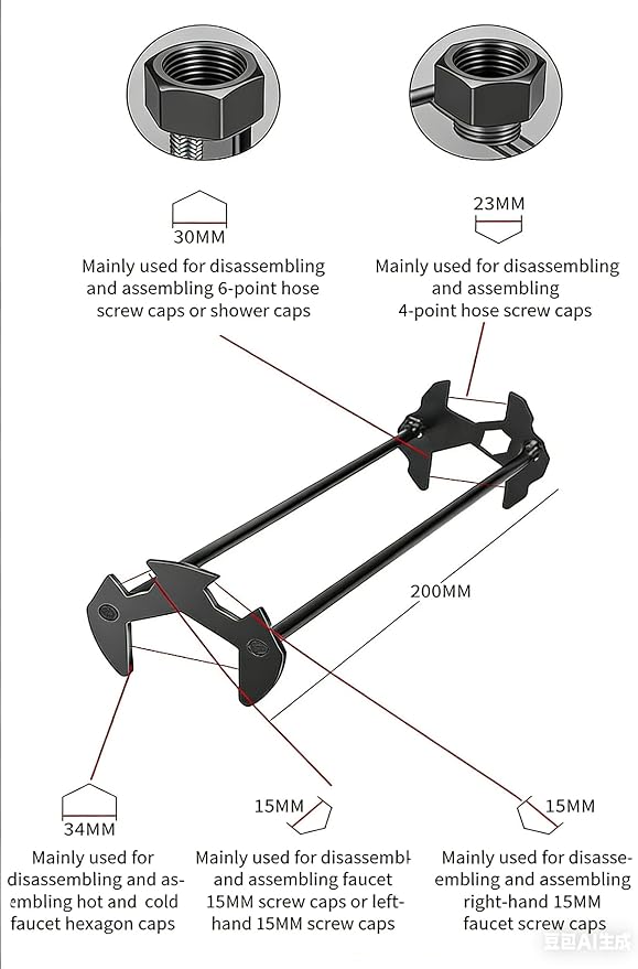 2 Pcs Multifunctional Sink Wrench,Basin Wrench,under Sink Wrench Faucet Tool for Tight Spaces Plumbers Wrench Kitchen and Bathroom