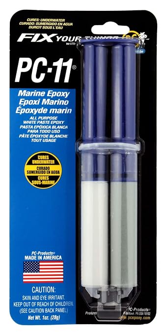 PC-Products PC-11 Epoxy Adhesive Paste, Two-Part Marine Grade, 1oz Applicator Syringe, Off White 10112