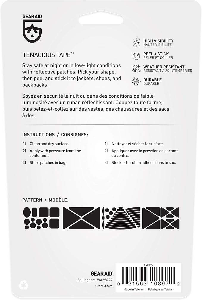 Gear AID Tenacious Tape Reflective Roll for Adding Visibility to Safety Jackets, Rain Gear, Bike, Shoes and Outdoor Gear, Various Sizes