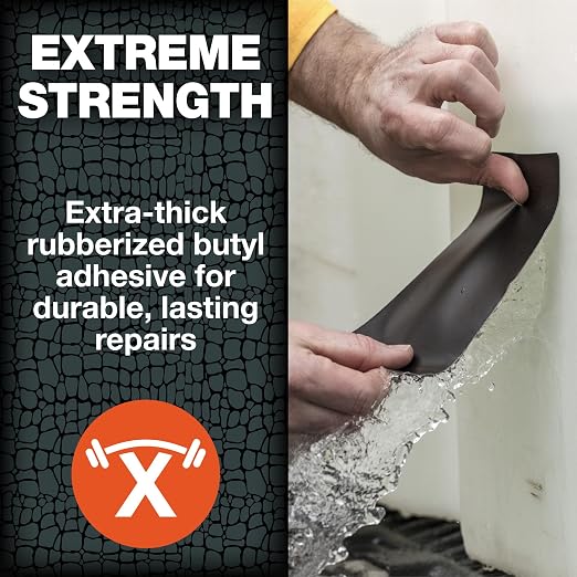 T-REX Heavy Duty Waterproof and Repair Tape for Wet or Rough/Dirty Surfaces Including Underwater, Leaks and More, 4" x 5', Black, 1-Roll (285987) (Pack of 2)