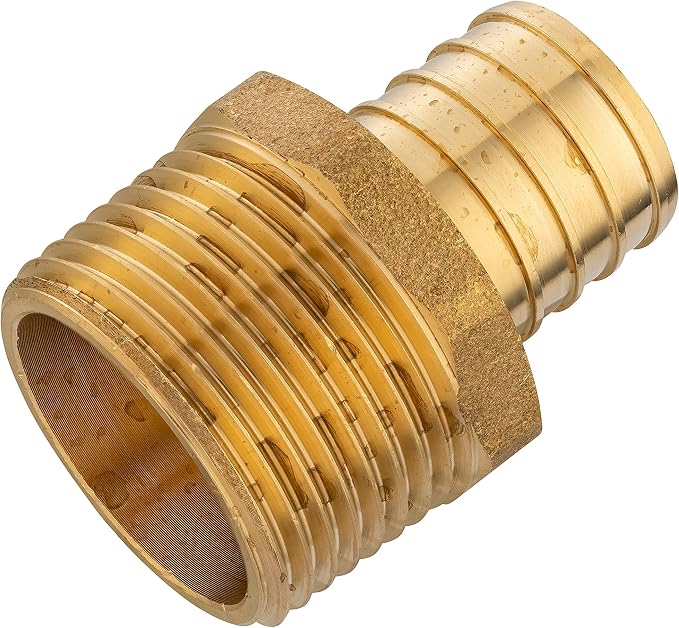 5PC Pex Barb Crimp Brass Fittings 3/4Inch x 3/4Inch NPT Male Adapter | ASTM F1807,For Potable Water-PEX1807019(5)
