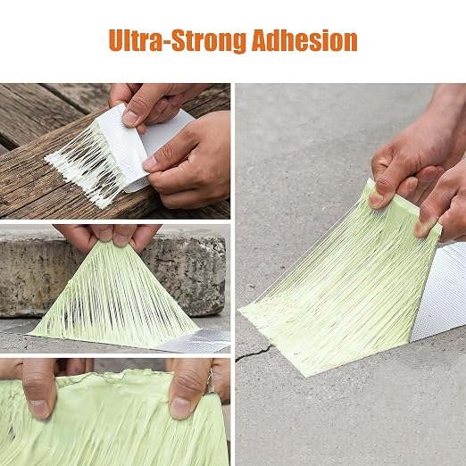 Butyl Waterproof Tape with Foil Backing, 4 Inch x16 Feet, Silver | Incredibly Sticky, Puncture-proof, Weather-resistant, for Glass & EPDM Roof Leak Patching