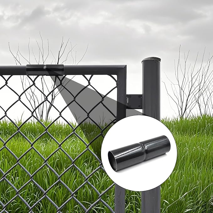 10 Pack Chain Link Fence Top Rail Sleeve,1-3/8" x 6" top Rail Sleeve,Black | 14 Gauge, Carbon Steel, Surface Coating, Rust resistant for outdoor chain link fence installation and maintenance