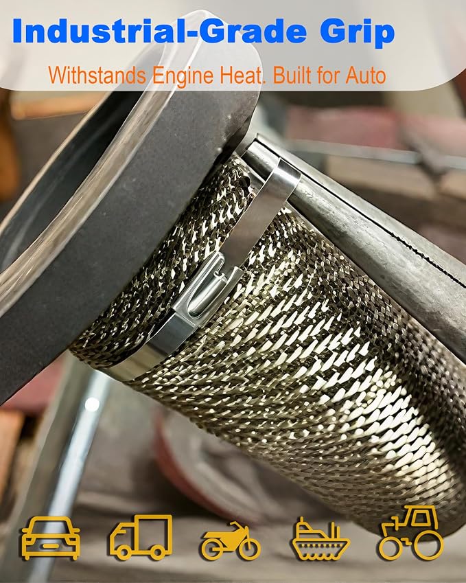 Metal Zip Ties (100PCS 11.8 Inch), 304 Stainless Steel, Heavy Duty Self-locking Cable Ties, for Exhaust Wrap, Chain Link Fence Parts, Heat Resistant Fencing Tie. for Pipe, Auto repair.