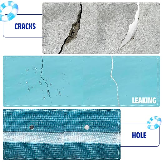 Epoxy Putty 227g White 2-Part Underwater Pool Putty Leak Crack Hole Repair | Waterproof putty for pools. Fixes leaks, cracks & holes. Bonds to metal, ceramic, plastic, wood & tile. Also for plumbing.