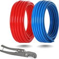 PEX-B Pipe,3/4 Inch 2 Rolls Blue & Red Each 100 Feet (200 ft) | PEX Tubing Pipes with Pipe Cutter,for Potable Hot/Cold Water Plumbing Application