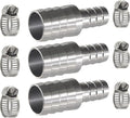 Stainless Steel Hose Barb Reducer 1" (25mm) to 5/8" (16mm) | with stainless steel hose clamps; suitable for pipe, fuel and air line repair, reducing connections and hose splicing 3-Pack