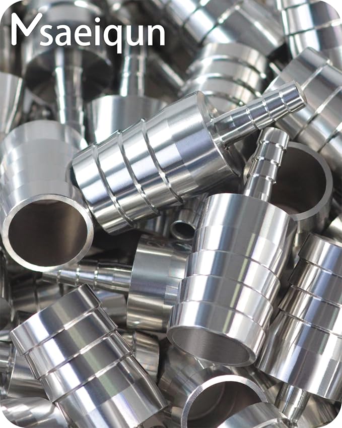Stainless Steel Hose Barb Reducer 1" (25mm) to 5/16" (8mm) | with stainless steel hose clamps; suitable for pipe, fuel and air line repair, reducing connections and hose splicing 3-Pack