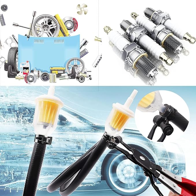Tnisesm 140 Pcs 12Values 6-22mm Spring Hose Clamp Assortment Kits Silicone Vacuum Hose Action Low Pressure Air Clip Clamp Hoses Clamps sleeving(Black)