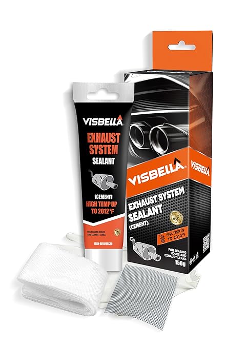 Visbella Auto Vehicle Exhaust System Sealant, Non-Slumping Professional Repair Crack Adhesive Super Glue Sealer for Car Mufflers, Tailpipes, Catalytic Converters (Box, Gram, 150)