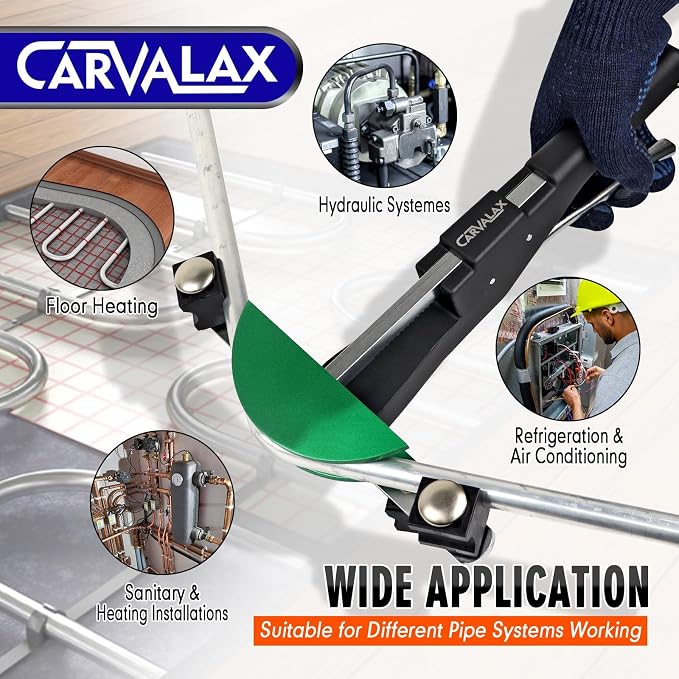 CARVALAX Pipe Tube Bender Set, Reverse Adapters, for 1/4” to 7/8” O.D | 90° ratcheting tubing bender kit, with 7 multi-color aluminum heads for HVAC, air condition and heating repair
