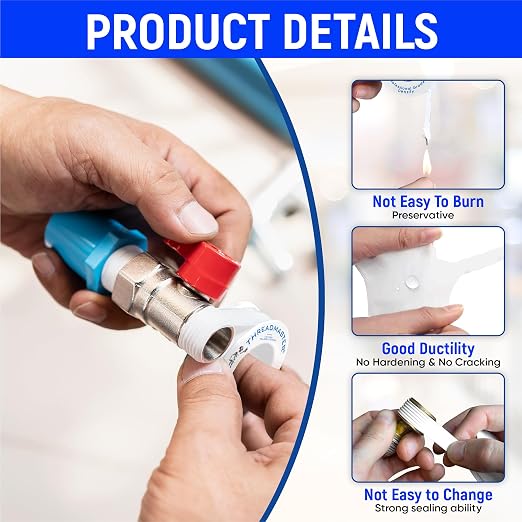 TAPEWELL Professional Grade Plumbers Tape - 1/2 Inch X 520 Inches, 1 Pack | High Density Thread Sealant Teflon Tape