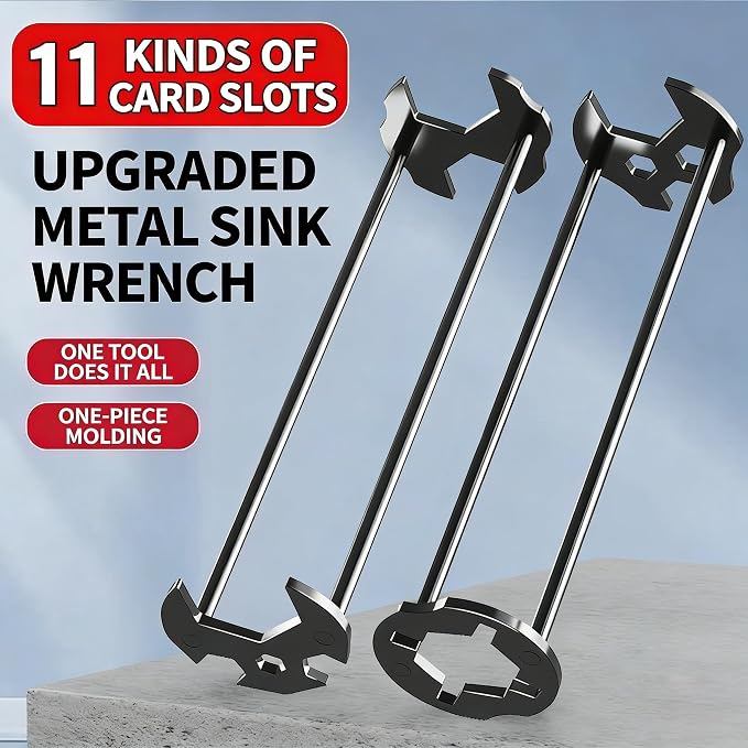 4 in 1 Water Pipe Wrench, Multifunctional Sink Wrenches, Plumbing Repair Wrench, Sink Wrench Faucet Tool, Faucet Installation Tool, Under Sink Wrench Faucet Tool for Kitchen Bathroom (Type A)