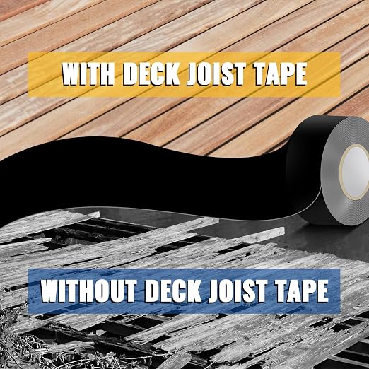 VIVIDA 2 in × 50 Ft Joist Tape for Decking, Deck Joist Butyl Tape, 1 Roll | Waterproof Deck Joist Tape, Butyl Sealant Tape, For Wood Beams, Roof, Black