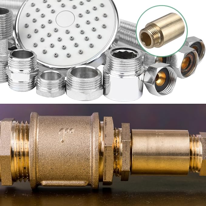 M METERXITY Shower Head Extension Arm, Brass G1/2 Male to Female Extension Pipe Fitting Adapter with PTFE Thread Seal Tape for Shower/Faucet, Pipe Plumbing Coupler 1.57"/40mm 3-Pack