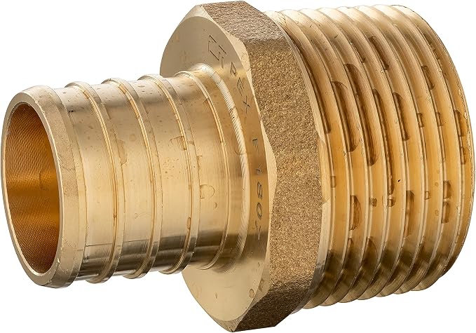 5PC Pex Barb Crimp Brass Fittings 3/4Inch x 3/4Inch NPT Male Adapter | ASTM F1807,For Potable Water-PEX1807019(5)