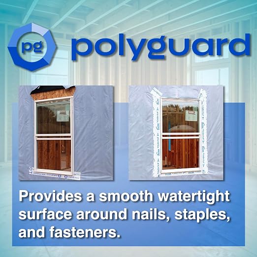 POLYGUARD WindowSeal Window and Door Flashing Tape, 4 in x 100 ft Roll, 20 mil Thick, Self-Sealing & Self-Adhering Waterproof Barrier, Pack of 4