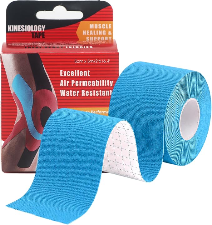 Kinesiology Athletic Tape Roll Sports Kinesio Tape for Skin Uncut | Muscle and Joint Tape Support Recovery for Knees Shoulder Elbow Ankle Neck Body Breathable Waterproof 2Inch x 16.4Ft,Blue