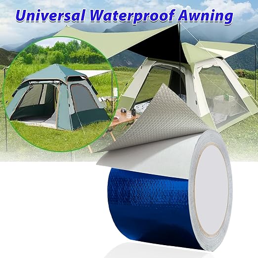 Waterproof Repair Tape for Fabric,Outdoor Repair 3.1IN x24.6FT (Blue)- for RV Roof, Tarp, Tent, Sail and Boat Cover Outdoor Repair Patch, Multipurpose Awning Repair Tape
