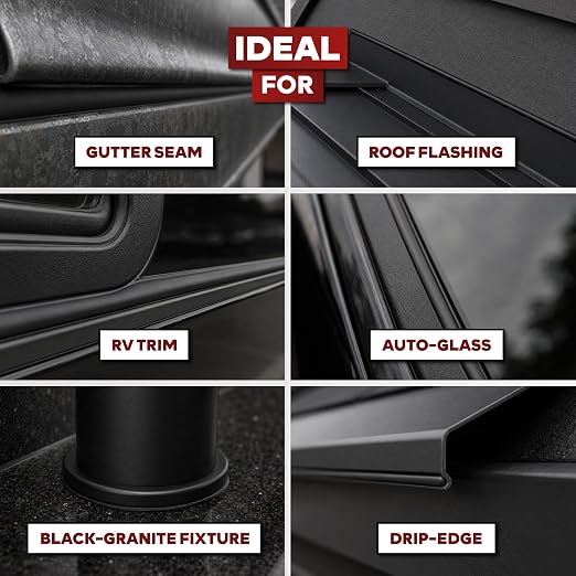 XFasten Silicone Sealant Waterproof Black Cartridge, 10.1 oz (Single Pack) Black Caulking Silicone Adhesive Sealant Cartridge for RV, General Use, Window, Door, Glass, Automotive Leak Sealing