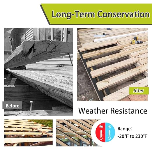 Butyl Tape, Joist Tape for Decking, 1 5/8" x 50' Deck Joist Tape Anti-Corrosion Butyl Sealant Tape Protect Your Deck Structure, Beams（4 Rolls）