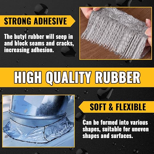 VIVIDA Aluminum Waterproof Butyl Sealing Tape, 4" × 20', 1 Roll | Aluminum Foil Butyl Sealant Tape for Outdoor Use, Corrosion Resistant, For Roof Leak Patching