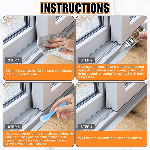 JAOJAO Gray Silicone Caulk, Waterproof & Flexible, Easy to Squeeze Tube