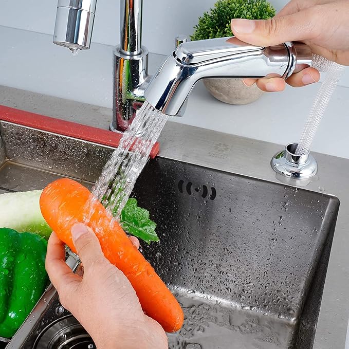 Universal Fit Sink Spray Attachment, Kitchen Side Sprayer Head, Pull Out Spray Head, Faucet Sprayer Replacement, Chrome